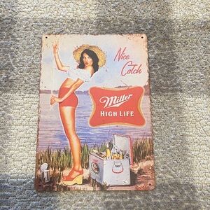 Miller High Life 'Nice Catch' Retro Wall Decor - Red Accents